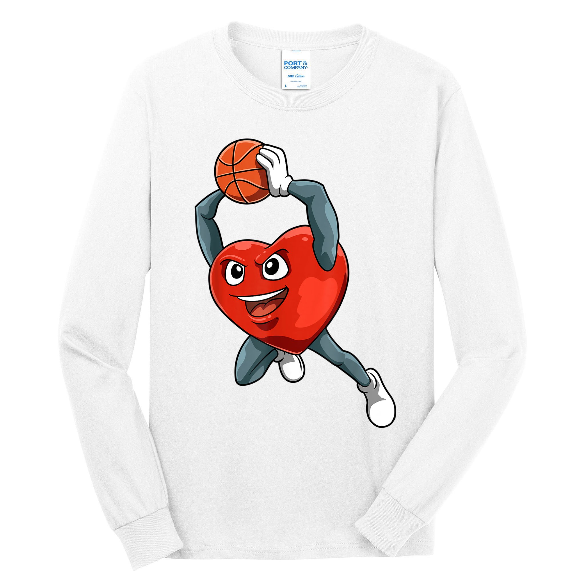 ValentineS Day Basketball Heart Basketball Valentines Tall Long Sleeve T-Shirt