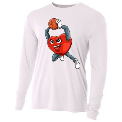 ValentineS Day Basketball Heart Basketball Valentines Cooling Performance Long Sleeve Crew