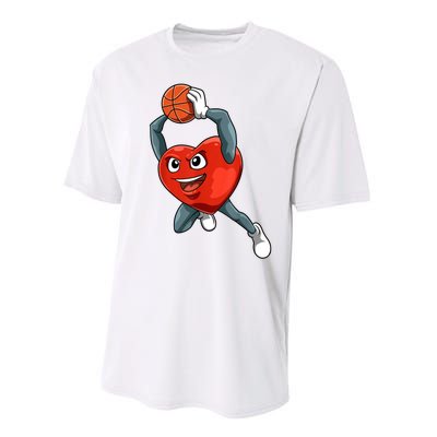 ValentineS Day Basketball Heart Basketball Valentines Performance Sprint T-Shirt