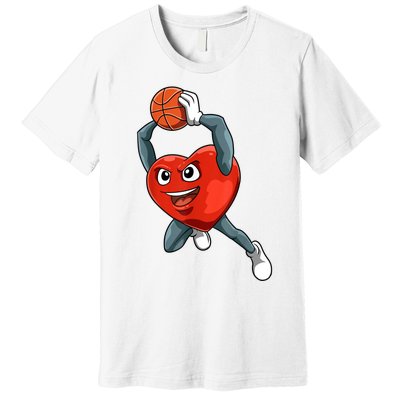 ValentineS Day Basketball Heart Basketball Valentines Premium T-Shirt