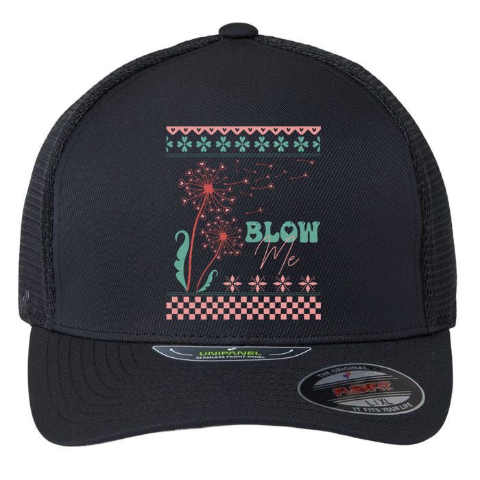 Valentine's Day Blow Me Ugly Sweater Flexfit Unipanel Trucker Cap