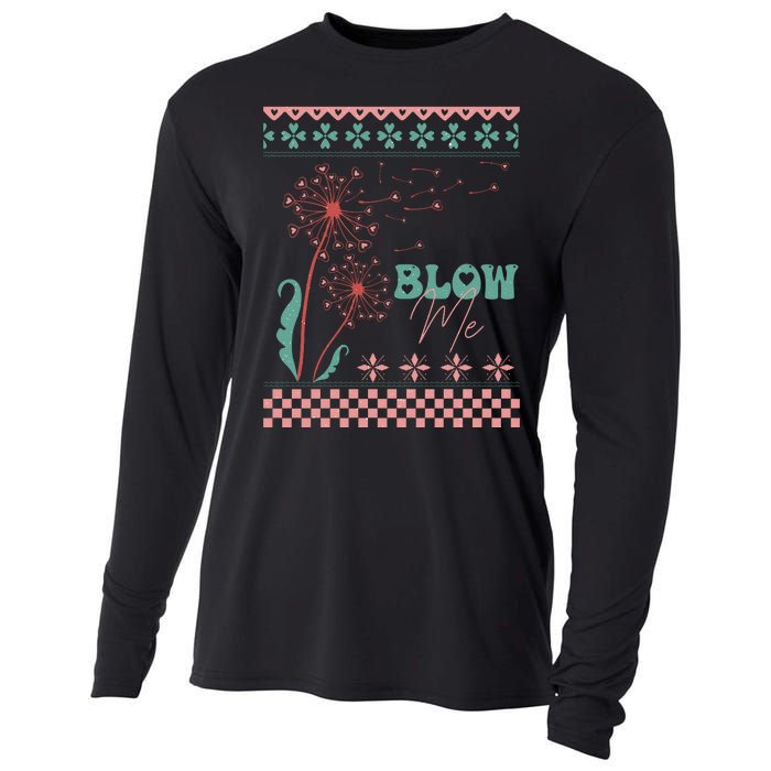 Valentine's Day Blow Me Ugly Sweater Cooling Performance Long Sleeve Crew