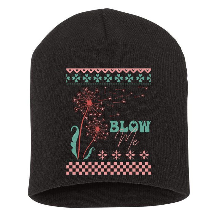 Valentine's Day Blow Me Ugly Sweater Short Acrylic Beanie