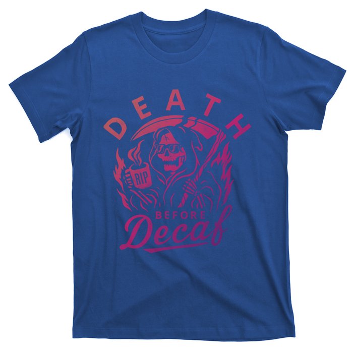 Vintage Death Before Decaf Coffee Skeleton Skull Java Addict Gift T-Shirt