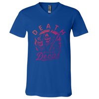 Vintage Death Before Decaf Coffee Skeleton Skull Java Addict Gift V-Neck T-Shirt