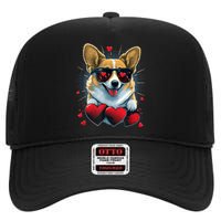 Valentines Day Corgi Heart Couples Love Corgi Dog Lovers High Crown Mesh Back Trucker Hat