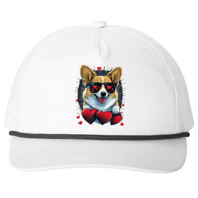 Valentines Day Corgi Heart Couples Love Corgi Dog Lovers Snapback Five-Panel Rope Hat