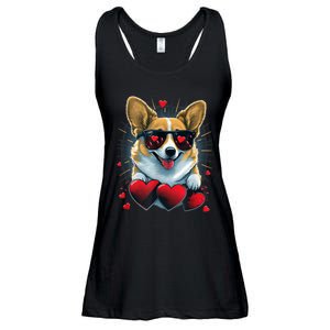 Valentines Day Corgi Heart Couples Love Corgi Dog Lovers Ladies Essential Flowy Tank