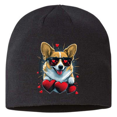 Valentines Day Corgi Heart Couples Love Corgi Dog Lovers Sustainable Beanie