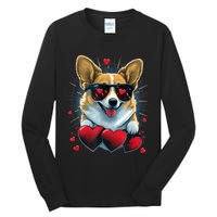 Valentines Day Corgi Heart Couples Love Corgi Dog Lovers Tall Long Sleeve T-Shirt