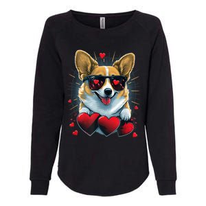 Valentines Day Corgi Heart Couples Love Corgi Dog Lovers Womens California Wash Sweatshirt