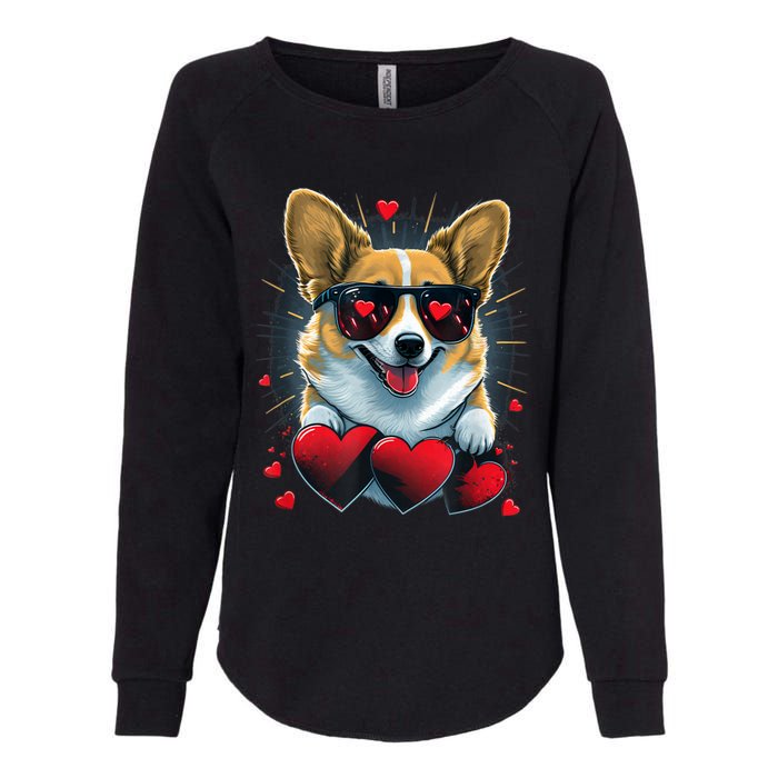 Valentines Day Corgi Heart Couples Love Corgi Dog Lovers Womens California Wash Sweatshirt