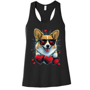 Valentines Day Corgi Heart Couples Love Corgi Dog Lovers Women's Racerback Tank