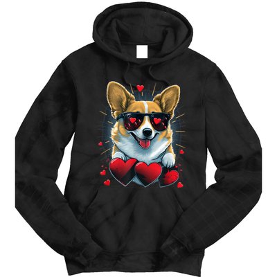 Valentines Day Corgi Heart Couples Love Corgi Dog Lovers Tie Dye Hoodie