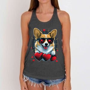 Valentines Day Corgi Heart Couples Love Corgi Dog Lovers Women's Knotted Racerback Tank