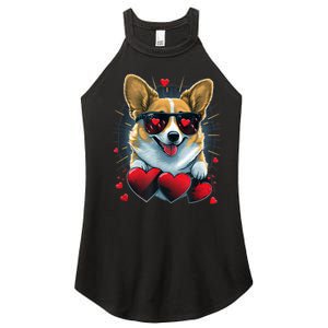 Valentines Day Corgi Heart Couples Love Corgi Dog Lovers Women's Perfect Tri Rocker Tank