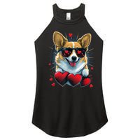 Valentines Day Corgi Heart Couples Love Corgi Dog Lovers Women's Perfect Tri Rocker Tank