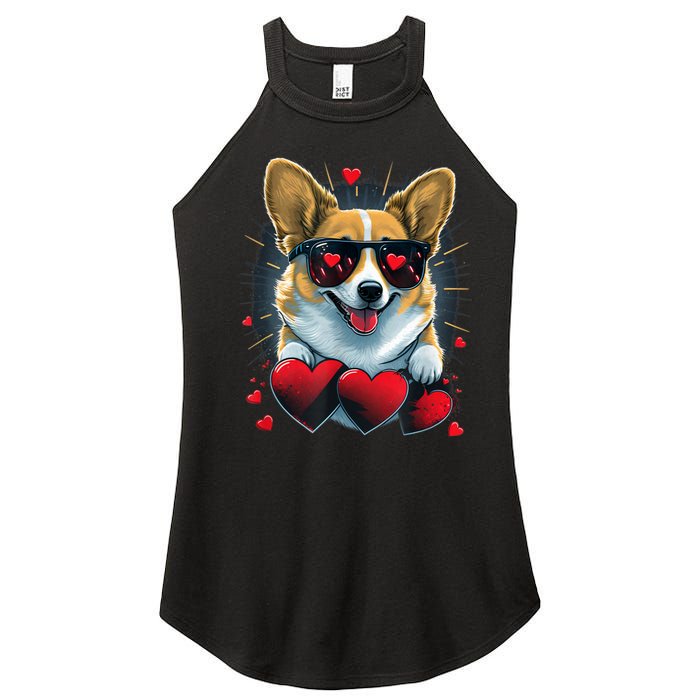 Valentines Day Corgi Heart Couples Love Corgi Dog Lovers Women's Perfect Tri Rocker Tank