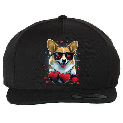 Valentines Day Corgi Heart Couples Love Corgi Dog Lovers Wool Snapback Cap