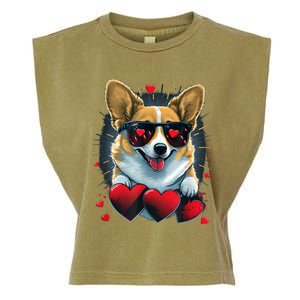 Valentines Day Corgi Heart Couples Love Corgi Dog Lovers Garment-Dyed Women's Muscle Tee