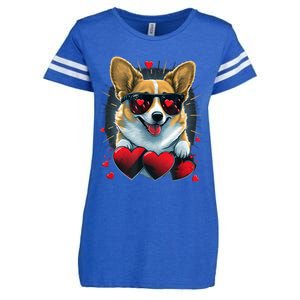 Valentines Day Corgi Heart Couples Love Corgi Dog Lovers Enza Ladies Jersey Football T-Shirt