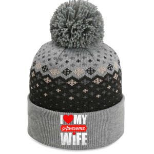 Valentines Day Couple I Love My Awesome Funny Wife Gift The Baniff Cuffed Pom Beanie