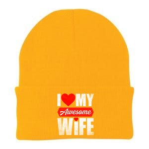 Valentines Day Couple I Love My Awesome Funny Wife Gift Knit Cap Winter Beanie