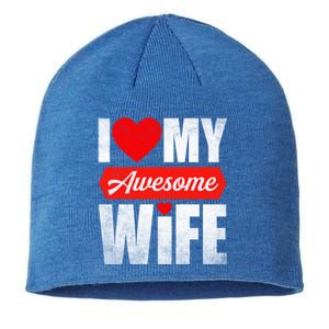 Valentines Day Couple I Love My Awesome Funny Wife Gift Sustainable Beanie