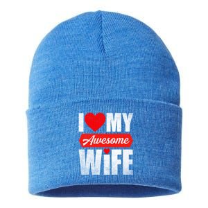 Valentines Day Couple I Love My Awesome Funny Wife Gift Sustainable Knit Beanie