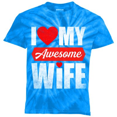 Valentines Day Couple I Love My Awesome Funny Wife Gift Kids Tie-Dye T-Shirt