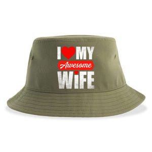 Valentines Day Couple I Love My Awesome Funny Wife Gift Sustainable Bucket Hat