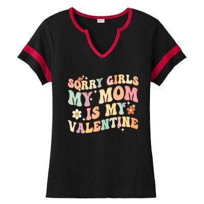 Valentines Day Cool Gift Mommy Is My Valentine Cool Gift Ladies Halftime Notch Neck Tee