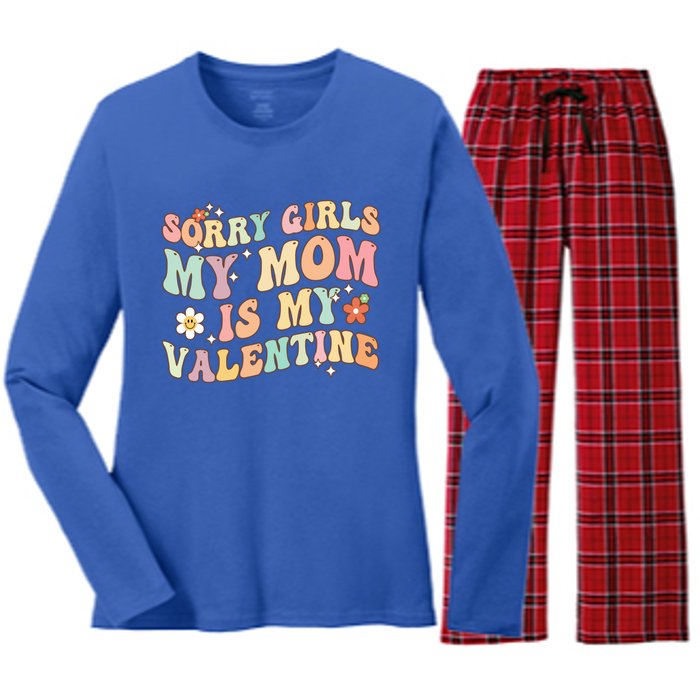 Valentines Day Cool Gift Mommy Is My Valentine Cool Gift Women's Long Sleeve Flannel Pajama Set 