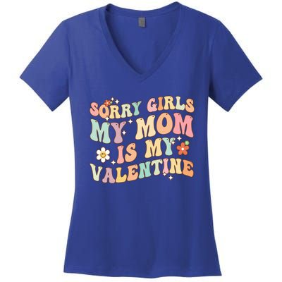 Valentines Day Cool Gift Mommy Is My Valentine Cool Gift Women's V-Neck T-Shirt