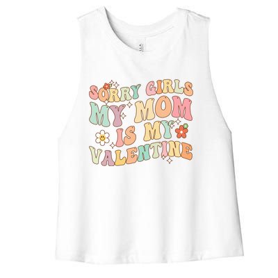 Valentines Day Cool Gift Mommy Is My Valentine Cool Gift Women's Racerback Cropped Tank