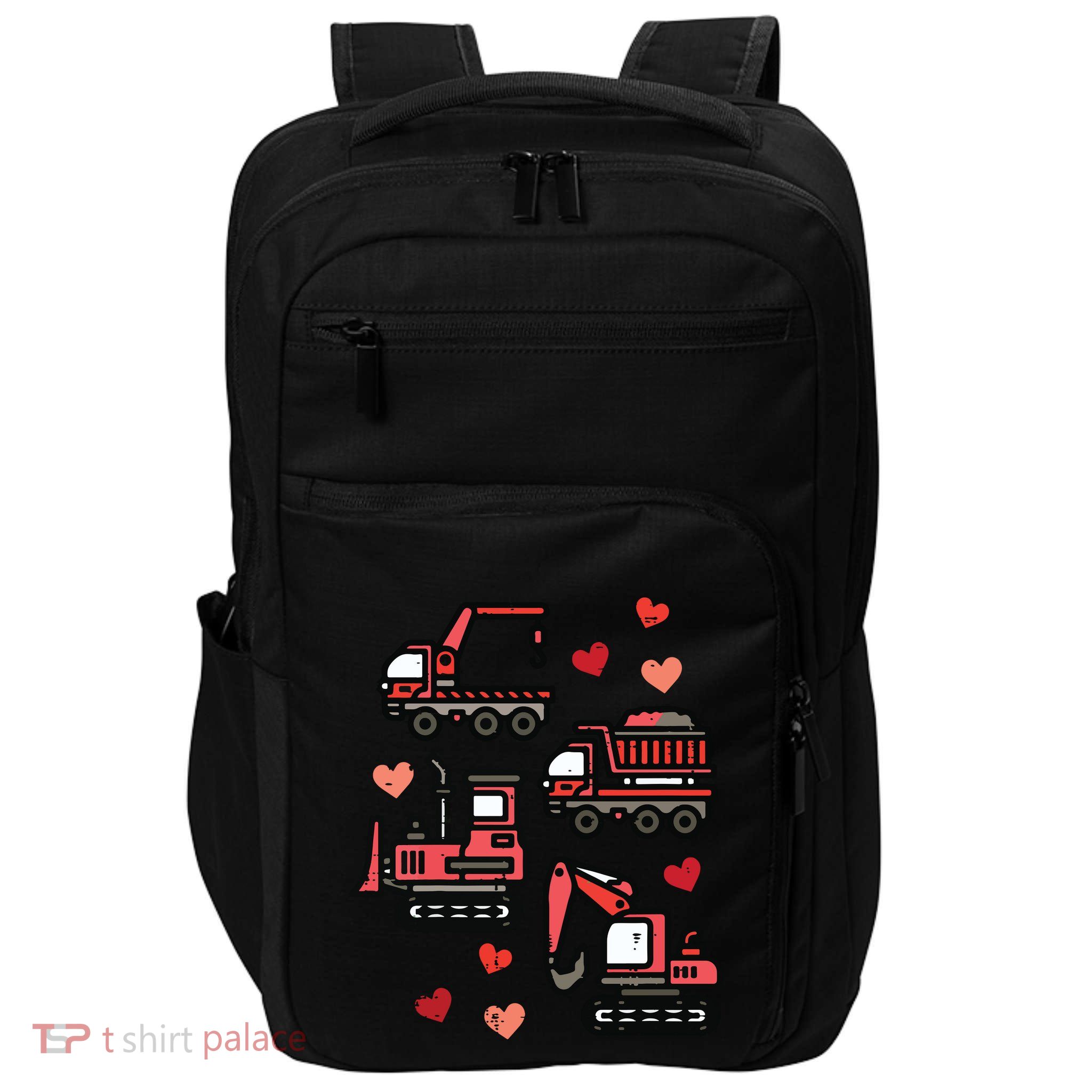 Valentines Day Construction Trucks Funny Impact Tech Backpack