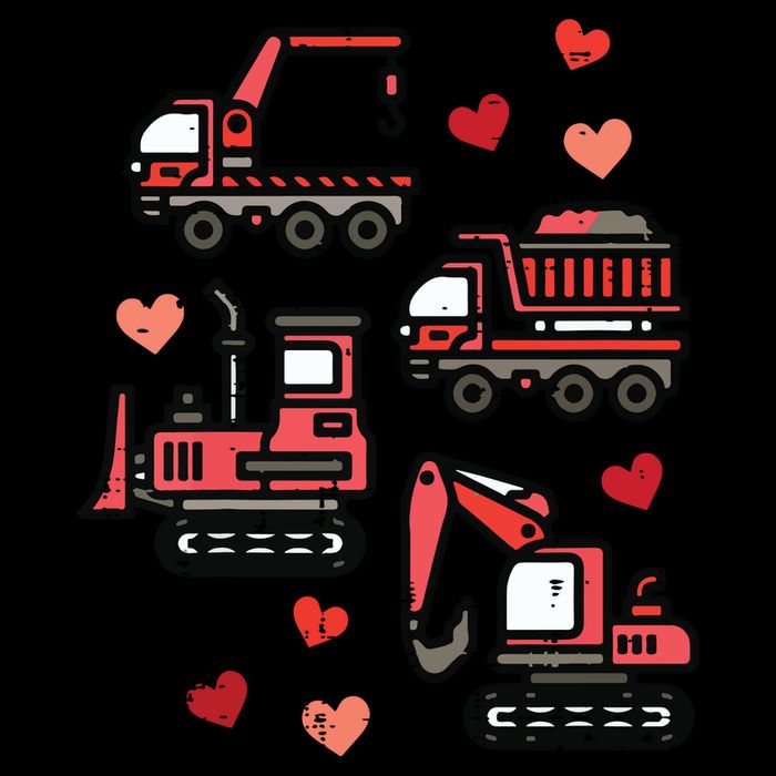 Valentines Day Construction Trucks Funny Drawstring Bag