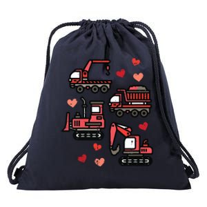 Valentines Day Construction Trucks Funny Drawstring Bag