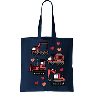 Valentines Day Construction Trucks Funny Tote Bag