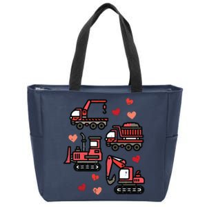 Valentines Day Construction Trucks Funny Zip Tote Bag