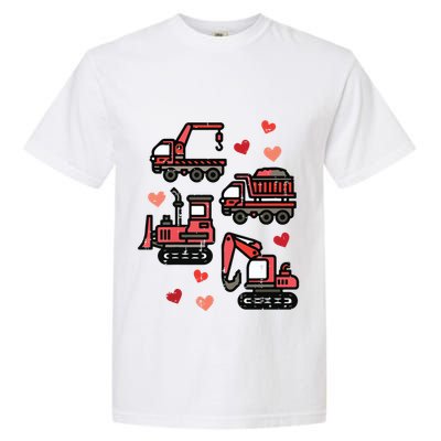 Valentines Day Construction Trucks Funny Garment-Dyed Heavyweight T-Shirt