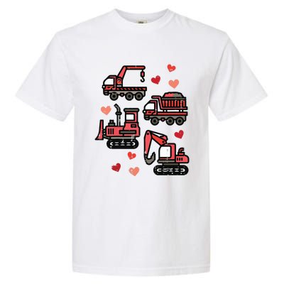 Valentines Day Construction Trucks Funny Garment-Dyed Heavyweight T-Shirt