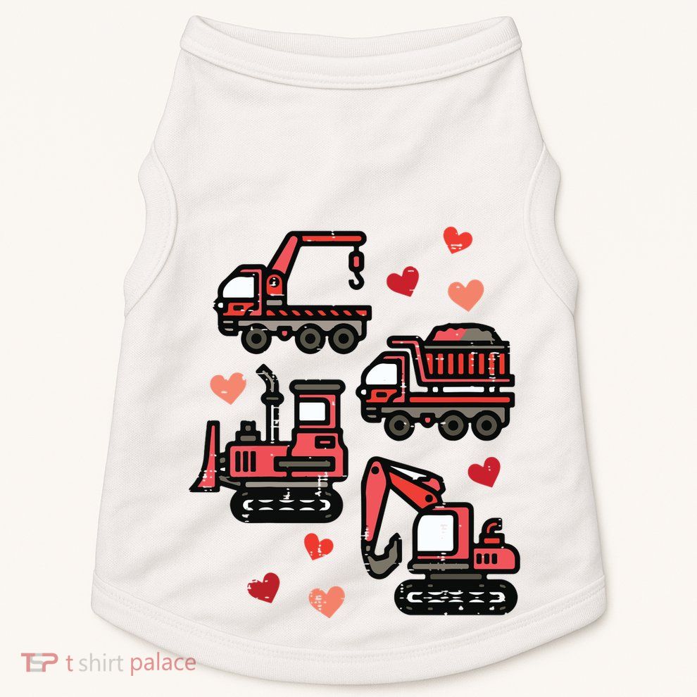 Valentines Day Construction Trucks Funny Doggie Tank