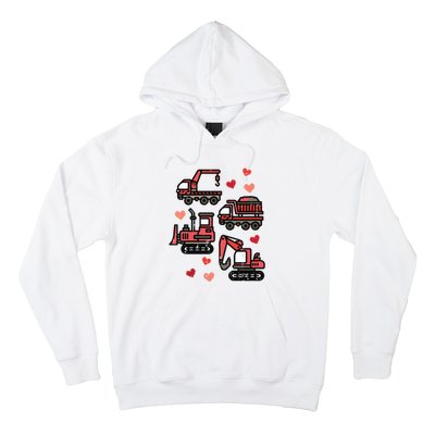 Valentines Day Construction Trucks Funny Hoodie