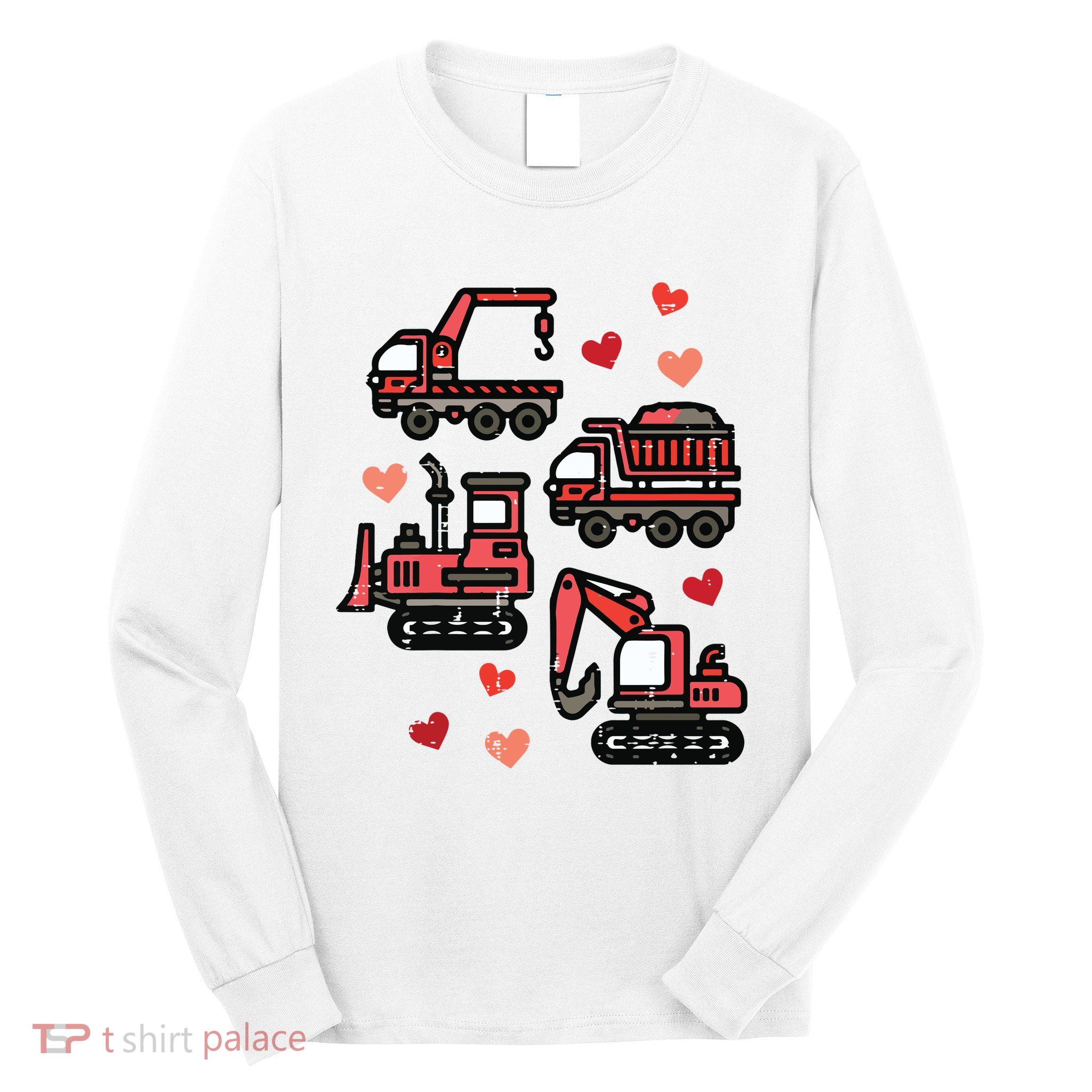 Valentines Day Construction Trucks Funny Long Sleeve Shirt