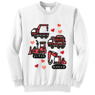 Valentines Day Construction Trucks Funny Sweatshirt