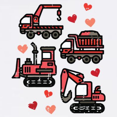 Valentines Day Construction Trucks Funny T-Shirt