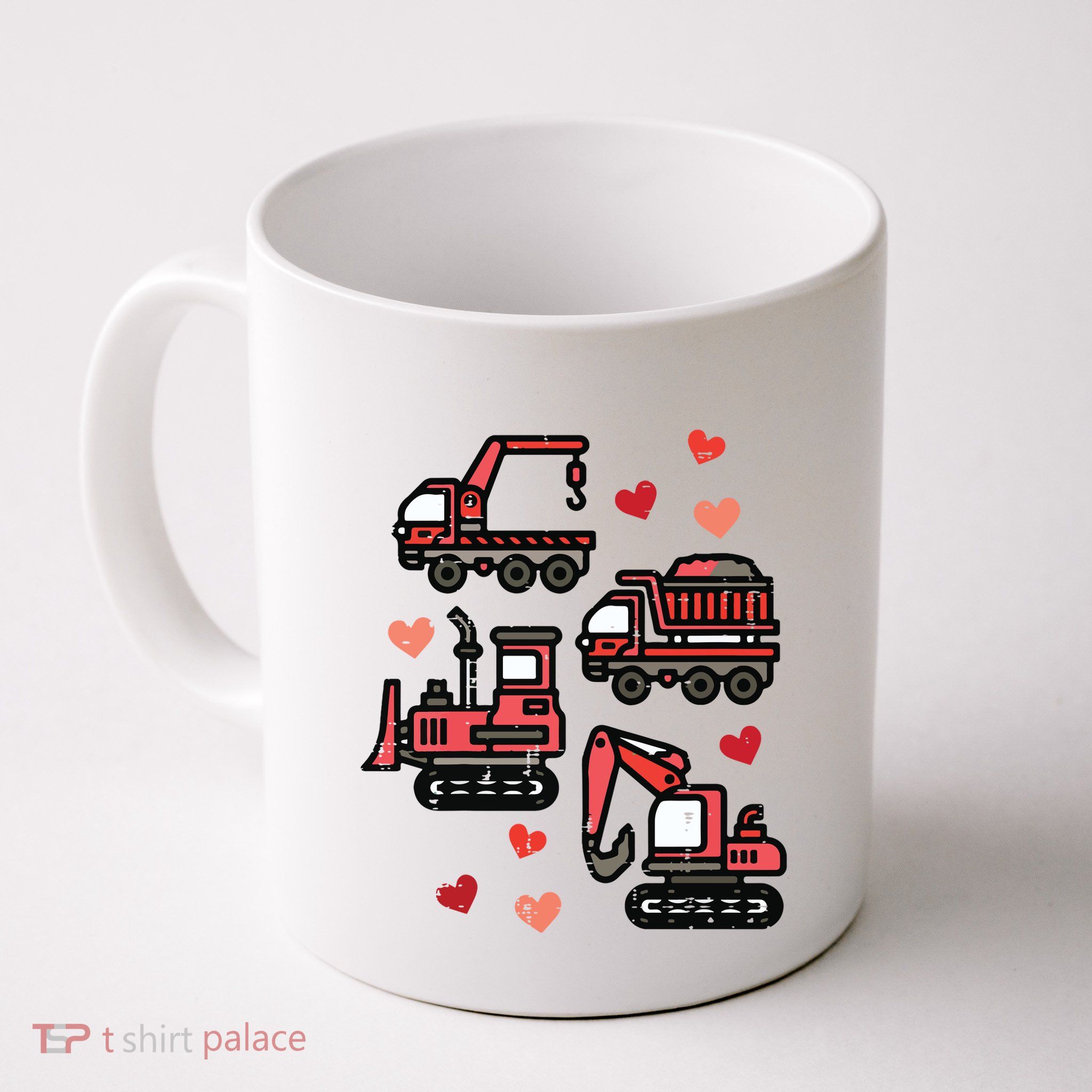 Valentines Day Construction Trucks Funny Mug