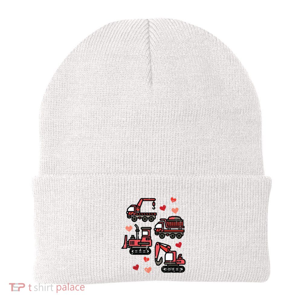 Valentines Day Construction Trucks Funny Beanie