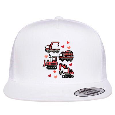 Valentines Day Construction Trucks Funny Flatbill Hat